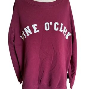 GreenTea Maroon Wine O’Clock Sweatshirt. Size. Large